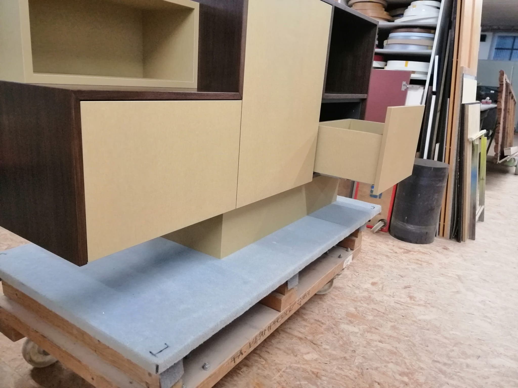 Furniture carcass in our own workshop, in the raw before installation